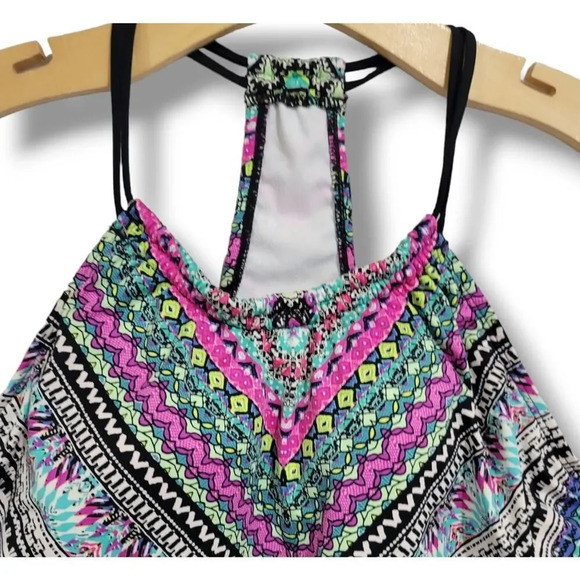 Clean Water Women’s Multicolor Mixed Print Tankini Swim Top Small Built-In Bra - Picture 2 of 7
